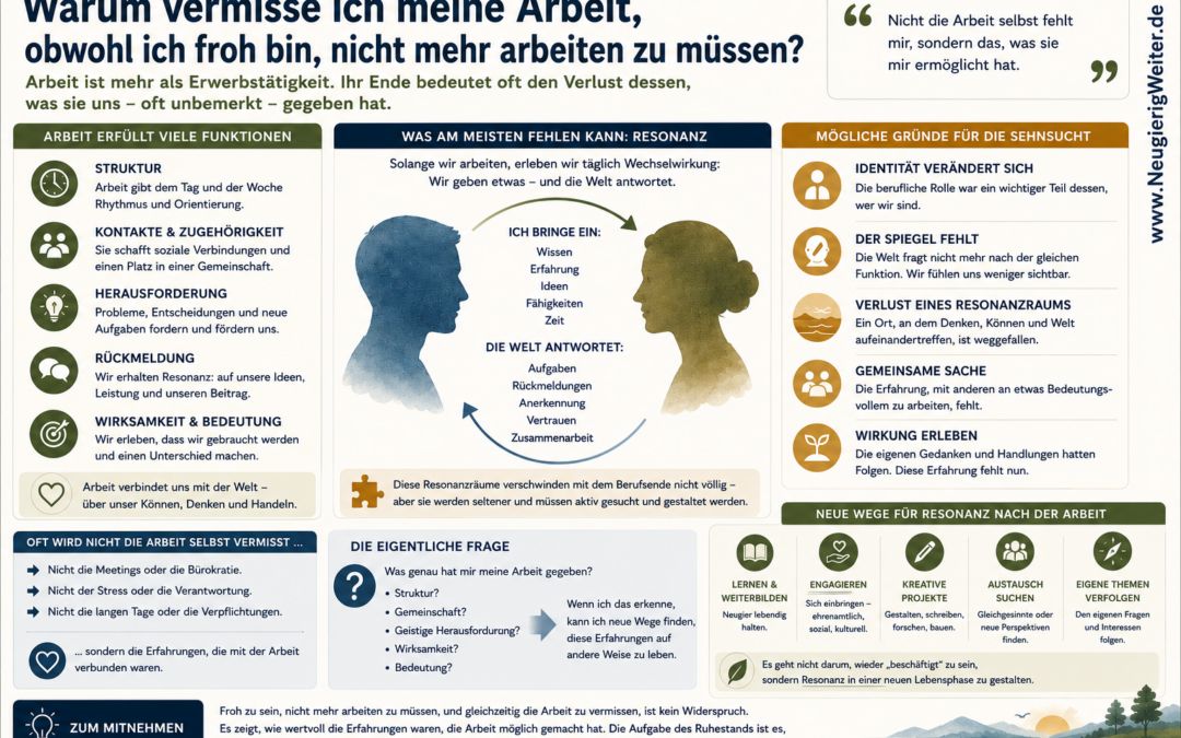 Warum vermisse ich meine Arbeit, obwohl ich froh bin, nicht mehr arbeiten zu müssen?