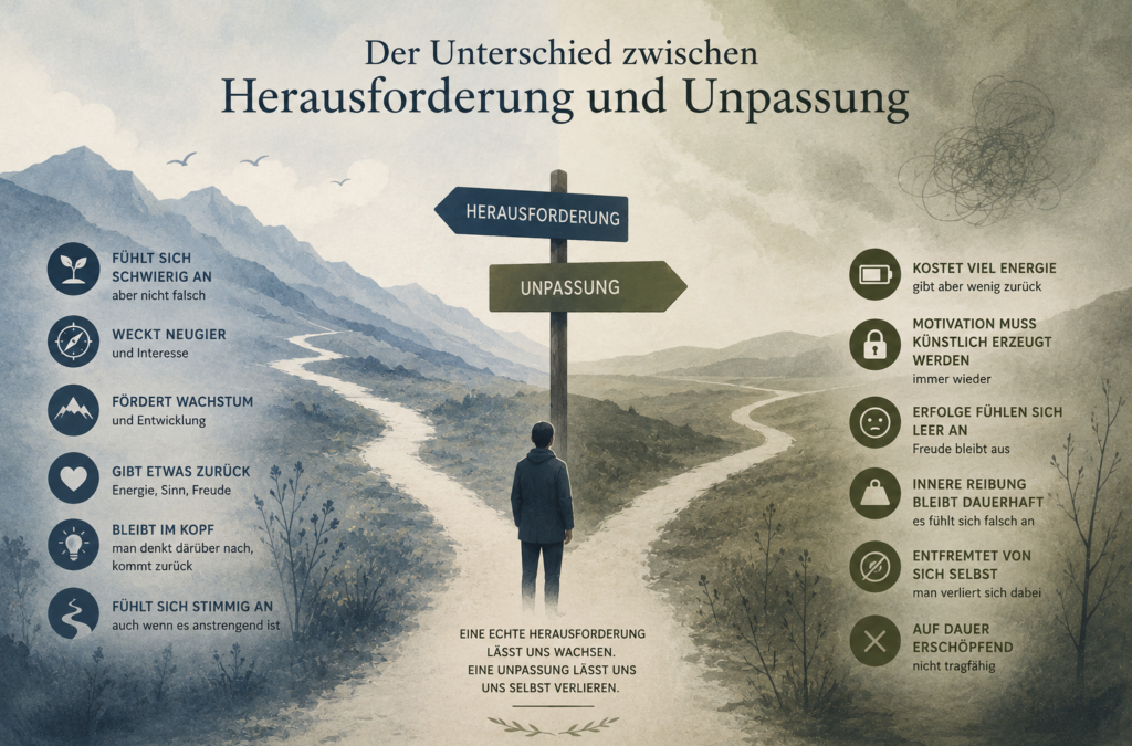 Der Unterschied zwischen Herausforderung und Unpassung